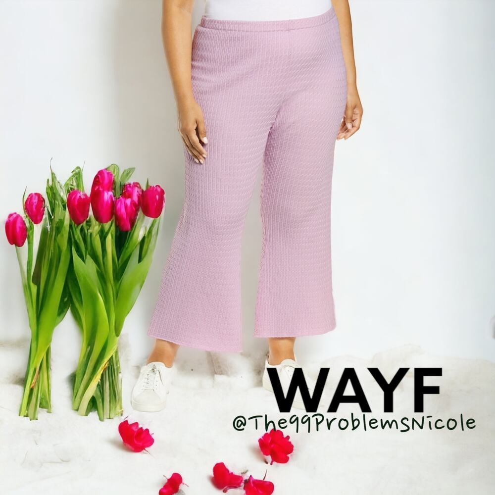 WAYF Knit Wide Leg Pants in Lavender